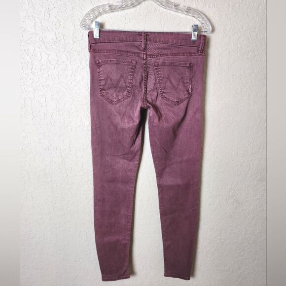 MOTHER The Looker Skinny Denim Jeans Dye Deep Maroon Size 27 - Picture 7 of 10